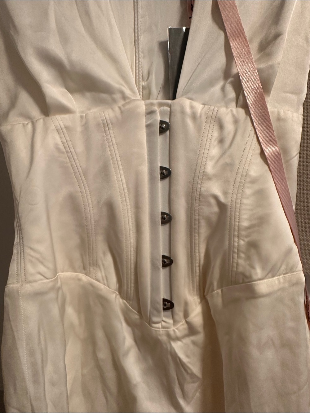House of CB Cream Satin Corset Dress